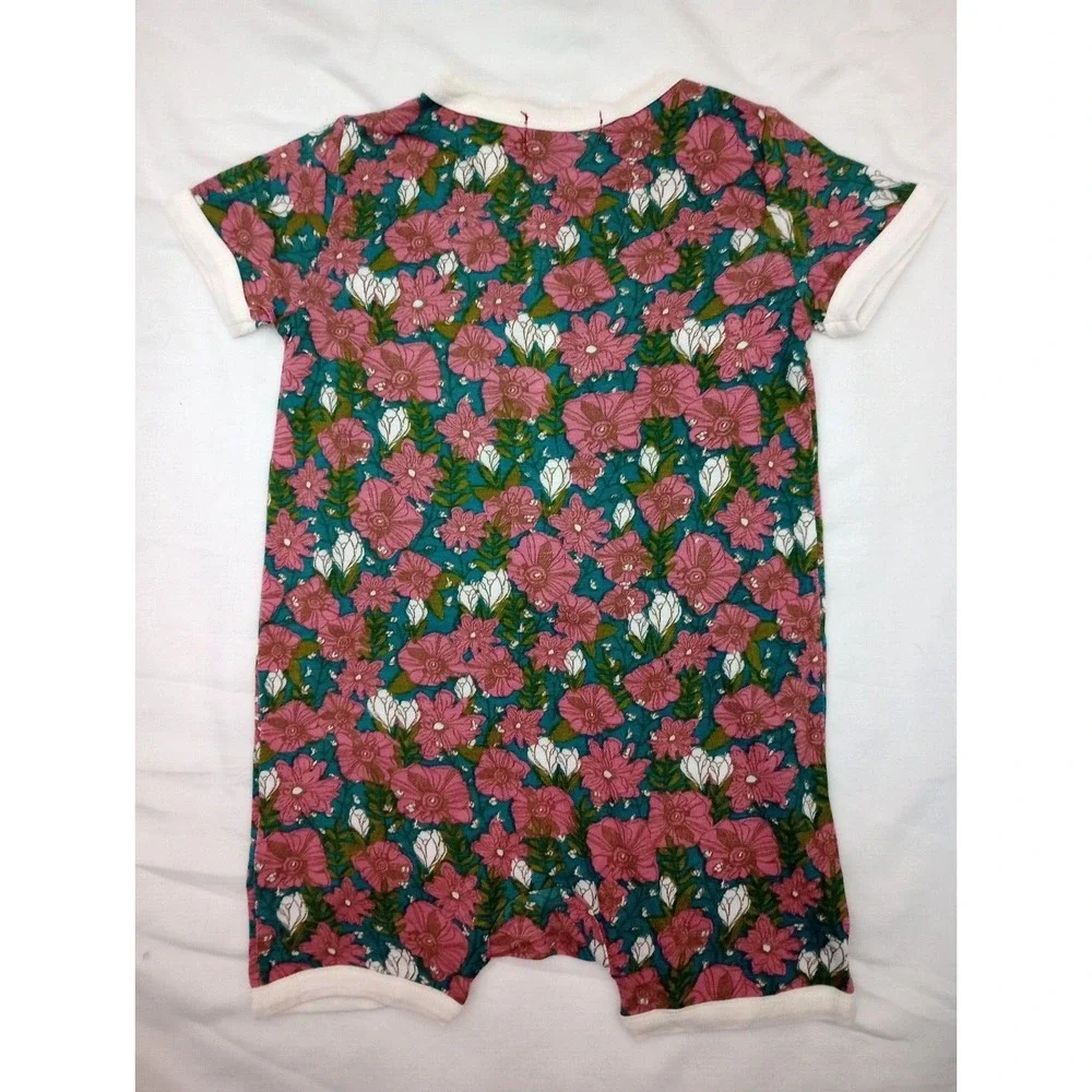 Milkbarn 3 6 Mos Teal Floral Rayon Bamboo Shortall Romper Outfit Girl Mauve Soft